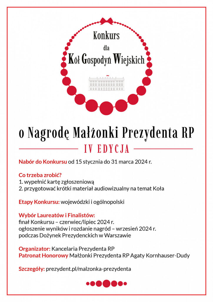 Plakat o Nagrodę Małżonki Prezydenta RP